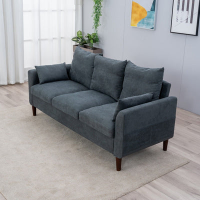 Panana Linen Fabric 3 Seater Sofa Couch with Wood Legs