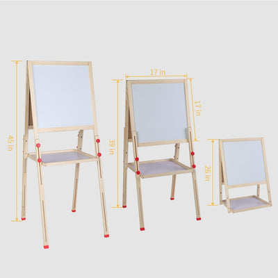 Kid Easel Wooden 3in1 Double Sided Magnetic Children's Drawing Art Chalk Board