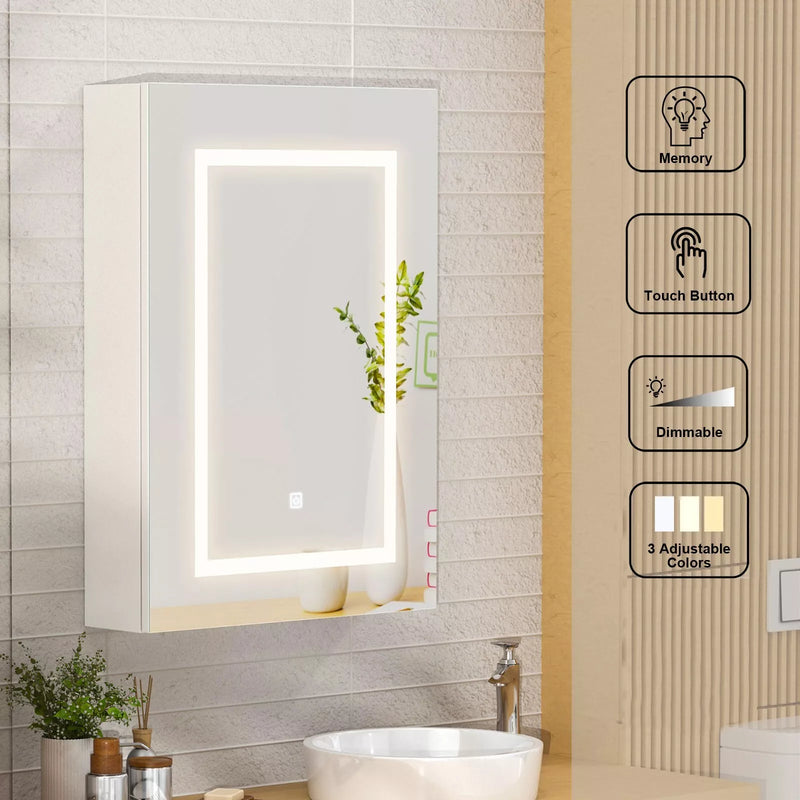 Illuminated LED Bathroom Mirror Cabinet with Light Wall Mounted and Touch Sensor