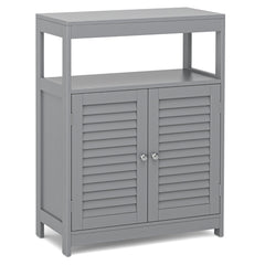 Bathroom Floor Cabinet with Double Shutter Door and Adjustable Shelf-Grey
