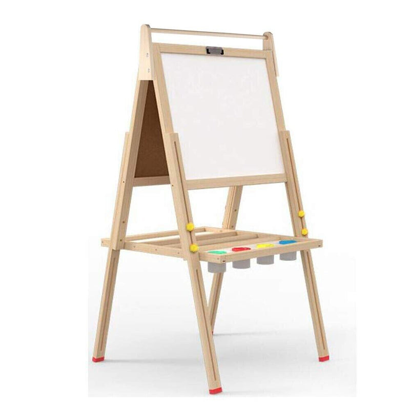 2 in 1 Kids Easel Wooden Blackboard Whiteboard Childrens Drawing Art Chalk Board