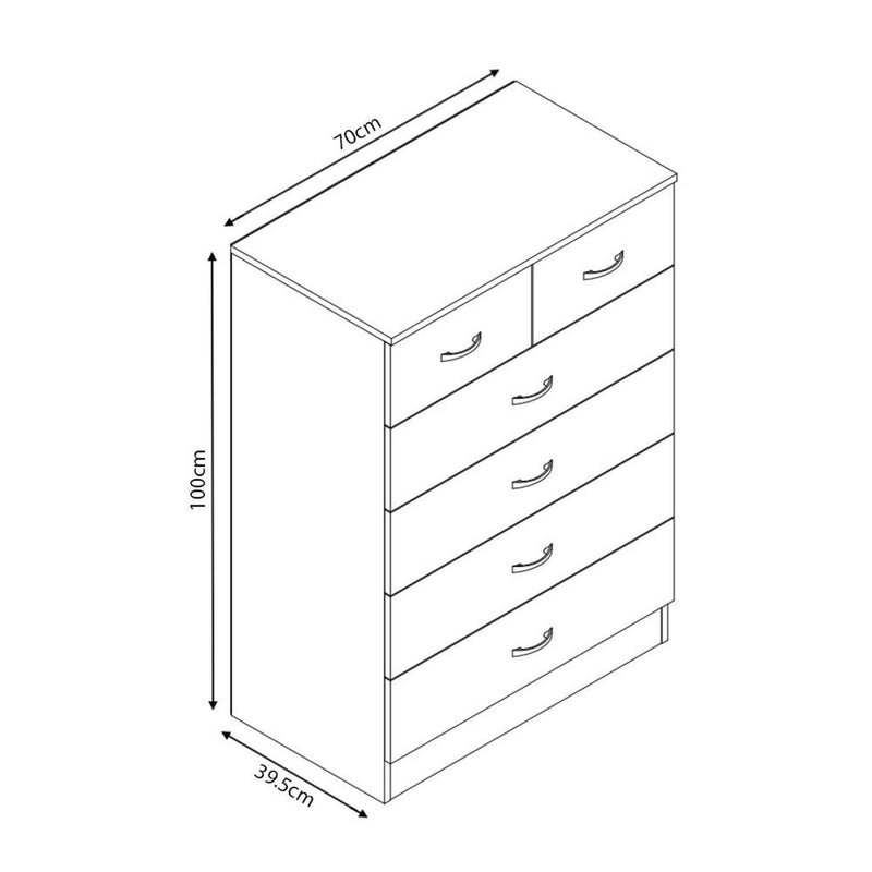 Gloss White Chest of Drawers Large 6 (4+2) Drawers