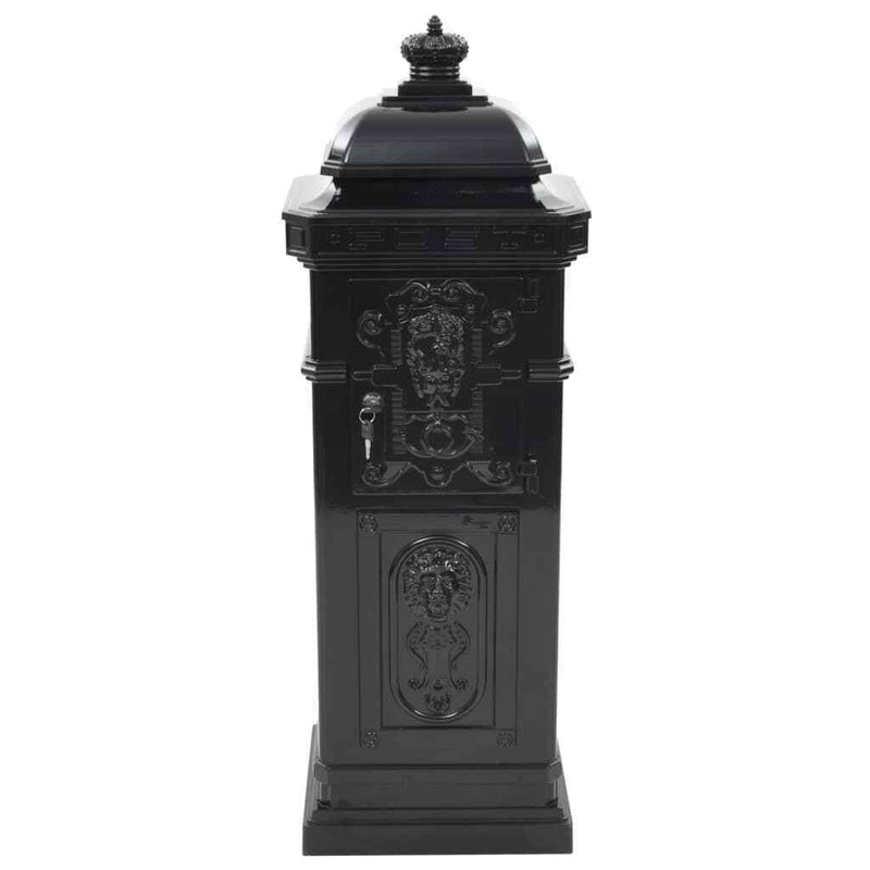 Pillar Letterbox Aluminium Vintage Style Rustproof Black