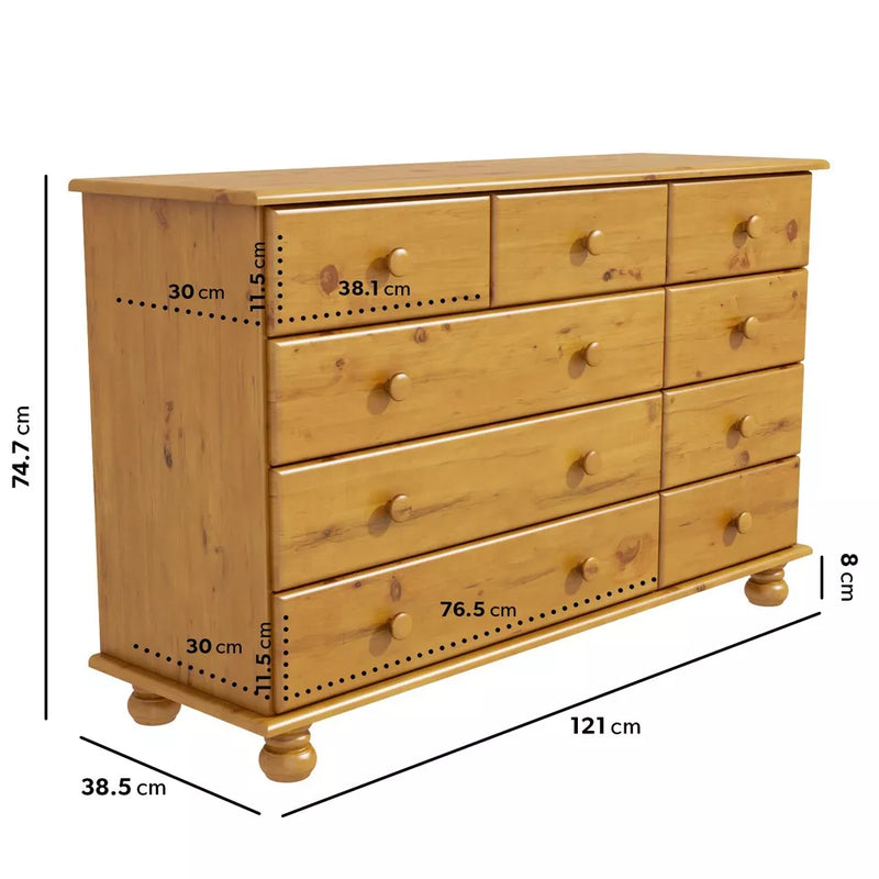 Copenhagen Pine Extra Wide 2+3+4 Drawer Chest