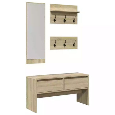 4 Piece Hallway Furniture Set Sonoma Oak Engineered Wood