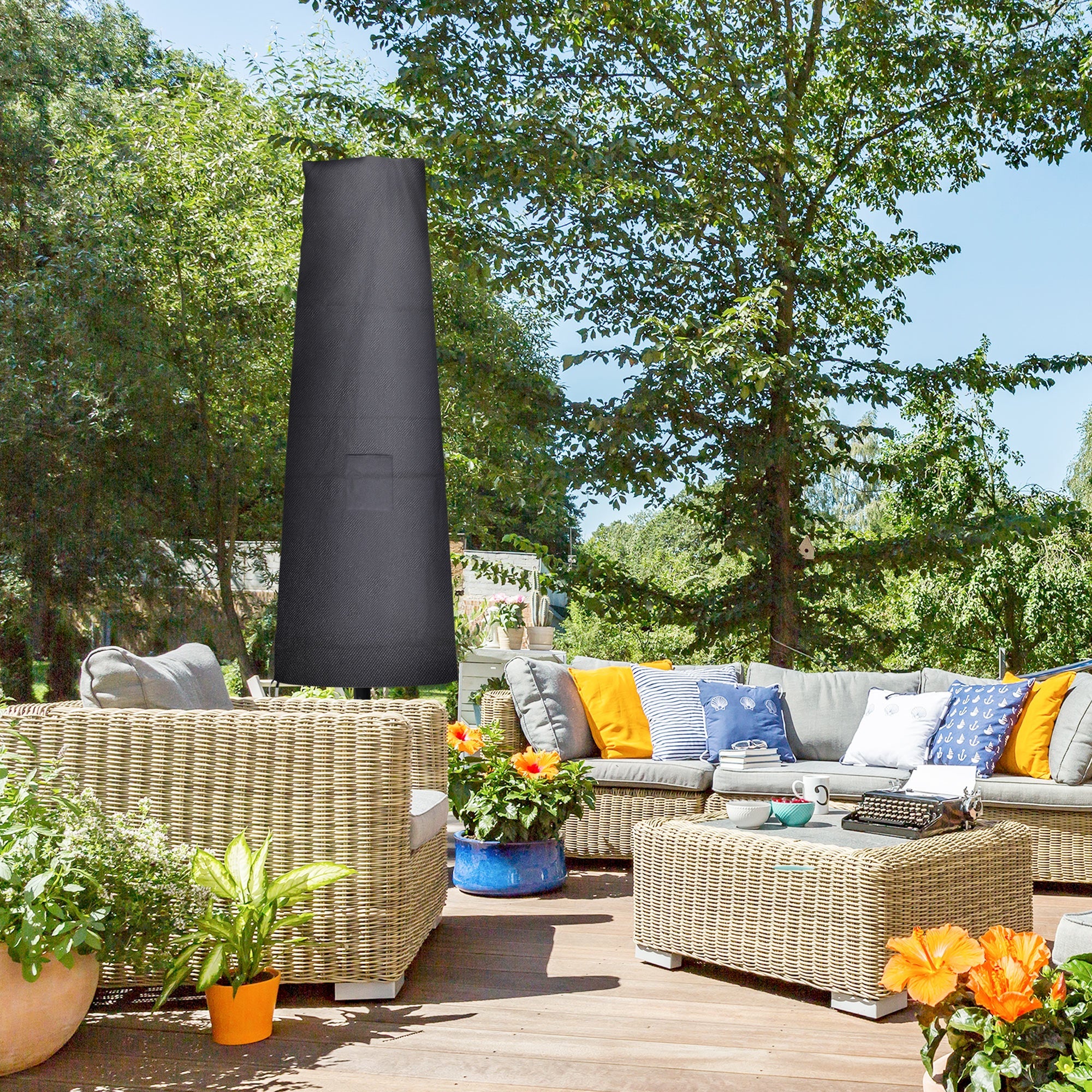 Outsunny Garden Parasol Cover Waterproof Outdoor Cantilever Banana Umbrella Protector 300D Oxford Fabric 240 x 48/70 cm for 3 m Cantilever Parasol