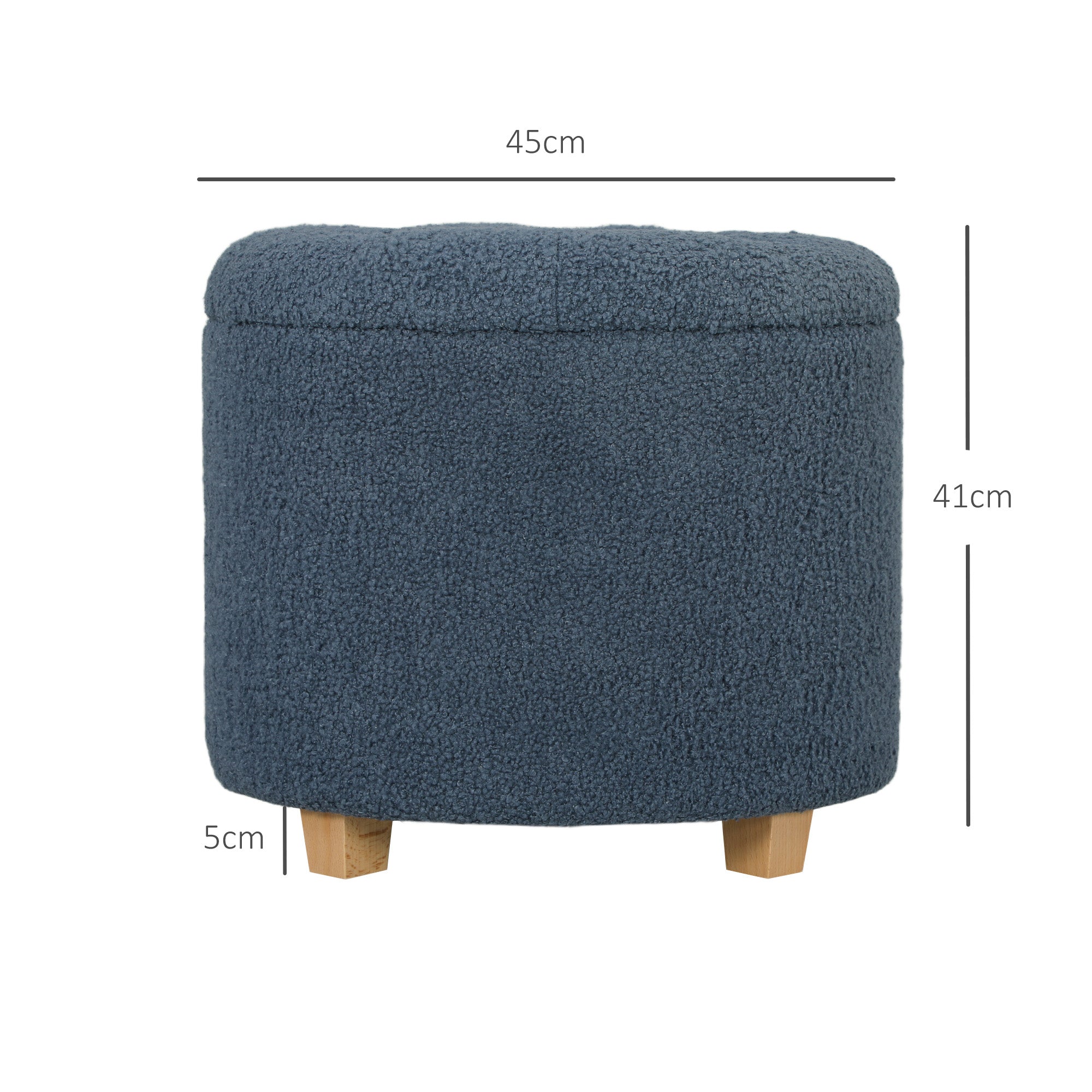 HOMCOM 40.5L Teddy Fleece Storage Ottoman - Blue
