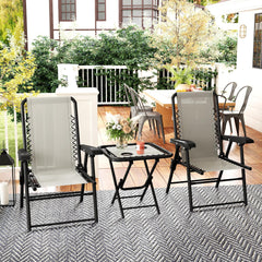 Outsunny Three-Piece Garden Table and Chair Set - Cream White