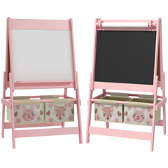 AIYAPLAY Three-In-One Kids Easel with Paper Roll, Art Easel, with Storage - Pink