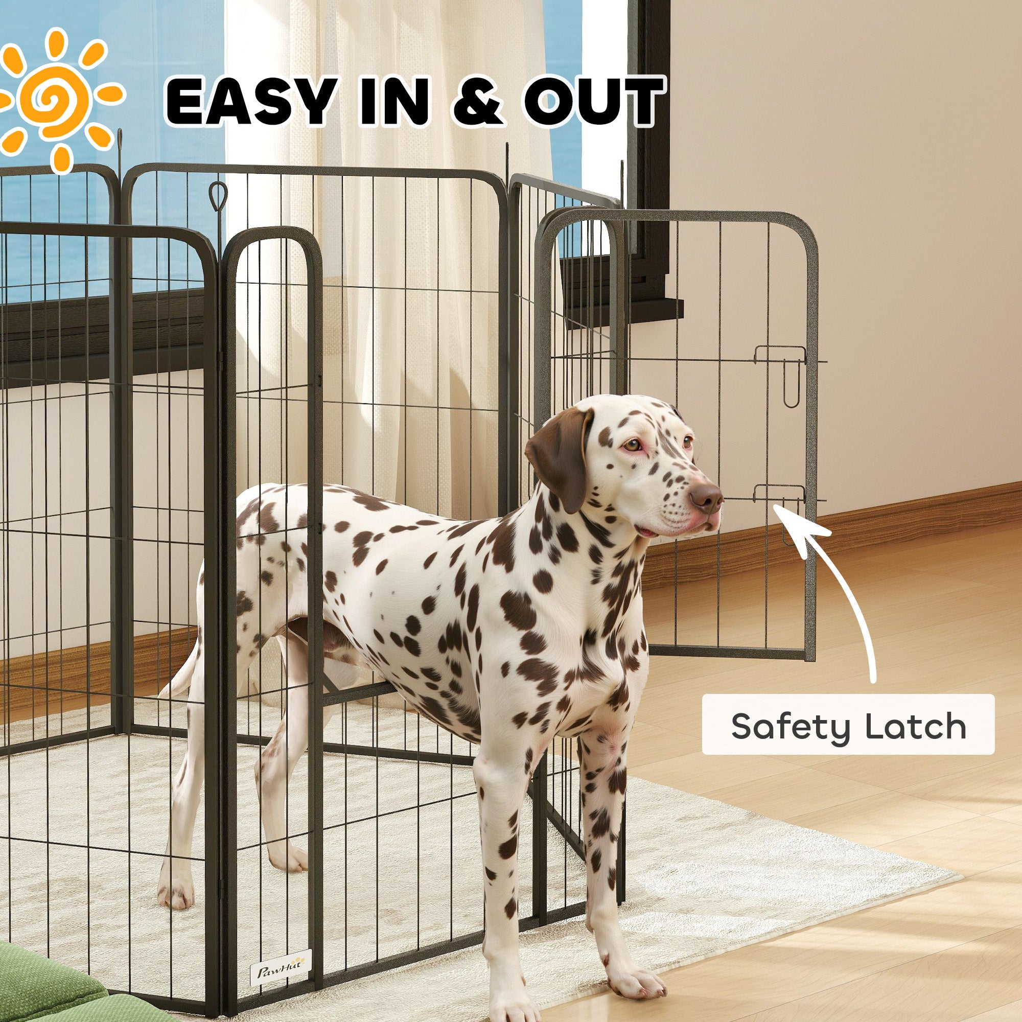 PawHut 6 Panels Heavy Duty Dog Playpen with Secure Door, for Indoor Outdoor, for Garden, Camping, 100cm High