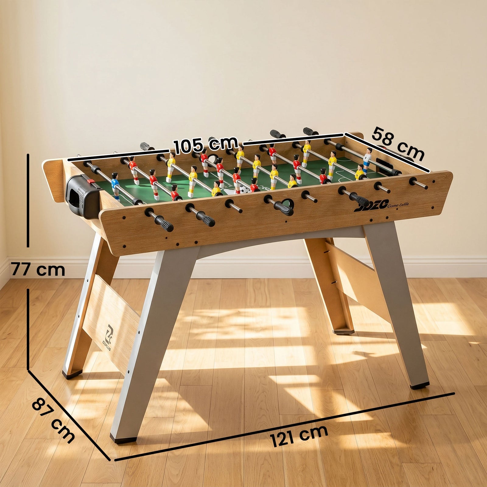 SPORTNOW 4ft Table Football, Foosball Game Table with 22 Players, 2 Balls and Manual Scorers for Family, Natural Wood Finish