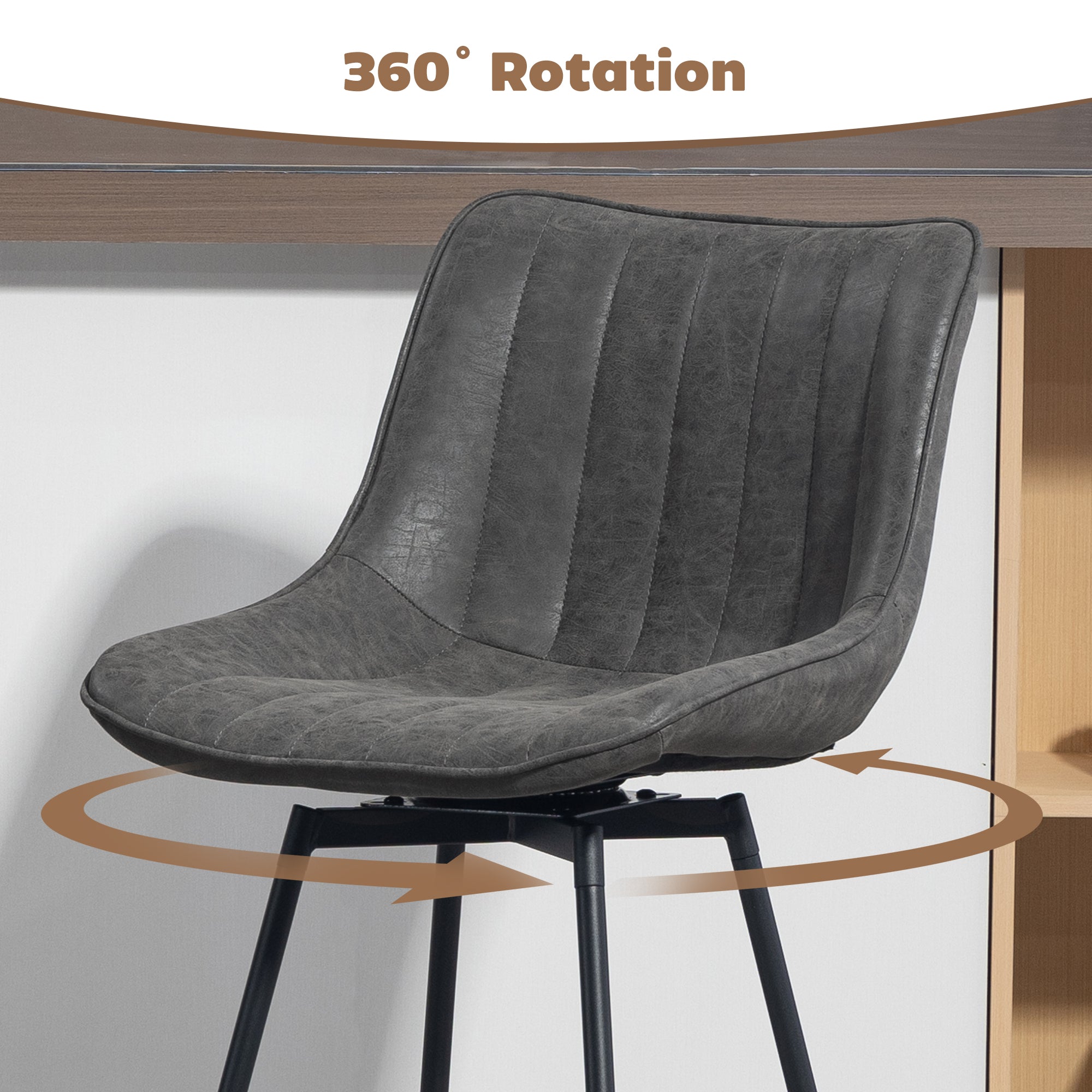 HOMCOM Set of 2 PU Leather Swivel Bar Stools - Grey