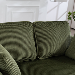 HOMCOM 2 Seater Sofa, 140 cm Loveseat Sofa with Spring Cushions, Metal Legs, 2 Pillows, Dark Green