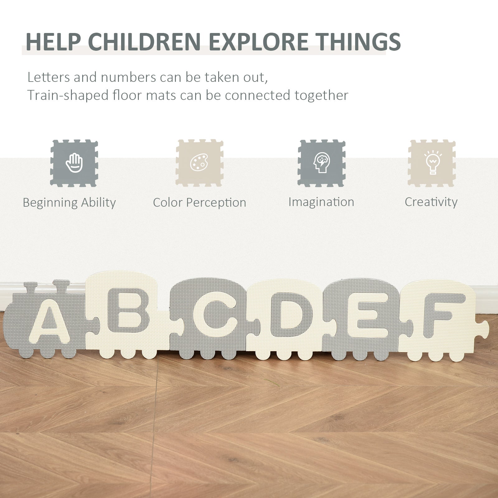 HOMCOM 36Pcs Foldable Baby Foam Play Mat for Kids EVA Soft Jigsaw Floor Tiles Toddler Educational with Alphabet and Numbers Anti-Slip Crawling Learning 31.5 x 31.5