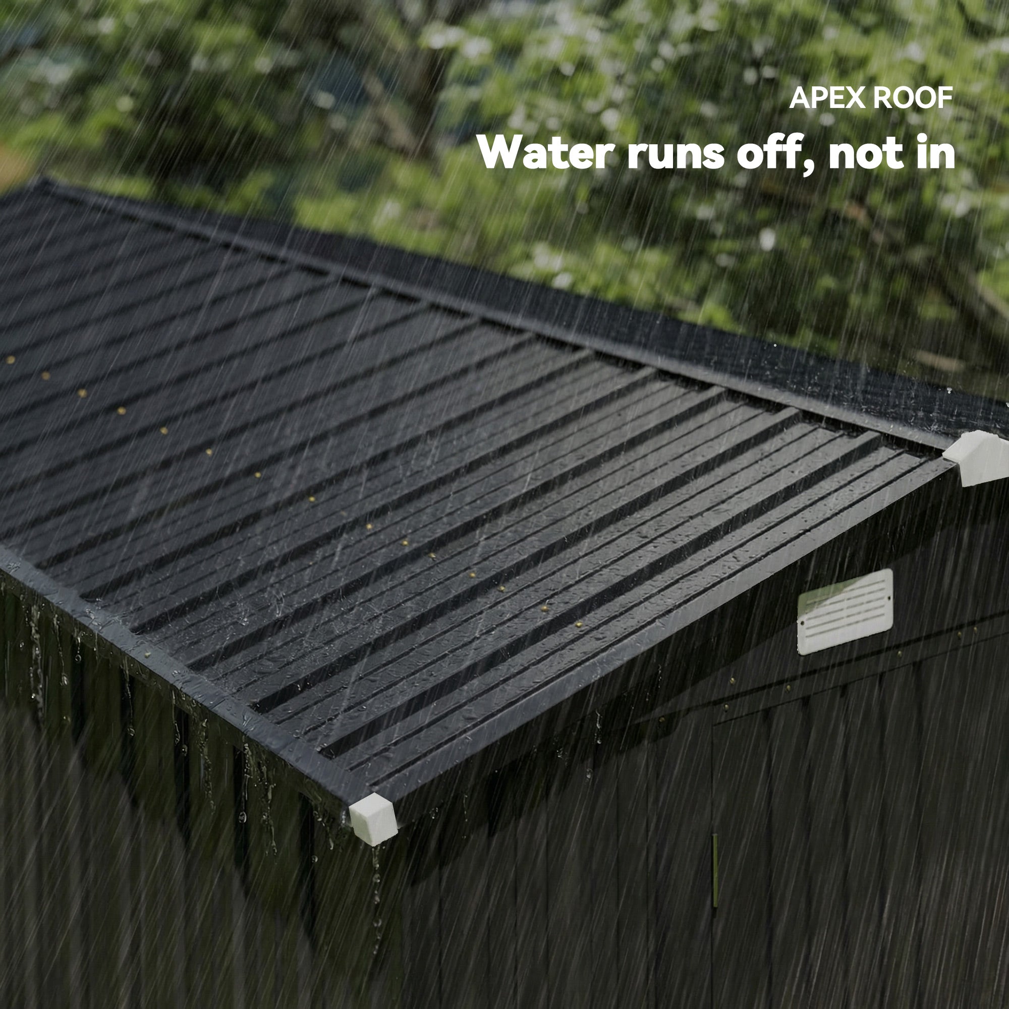 Outsunny 12 x 8 ft Garden Shed, Outdoor Storage Shed with 4 Vents and Lockable Double Doors, Dark Grey