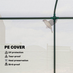 Outsunny Mini Greenhouse, Garden Tomato Growhouse with Roll-Up Door and 2 Mesh Windows, PE Cover, 200 x 75 x 188 cm, White