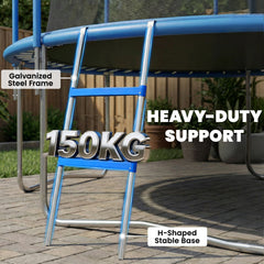 SPORTNOW Trampoline Ladder, 2-Steps with Horizontal Wide Steps, Universal Hook, Galvanised Steel Frame, 150kg Load Capacity