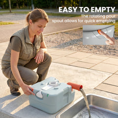 Outsunny Portable Toilet for Adults, 22L Camping Toilet with Seat, Lid and Anti-Leak Handle Pump, Outdoor Travel Toilet with Detachable Tanks for Camping, Boating, Hiking, Travel, RV, Grey