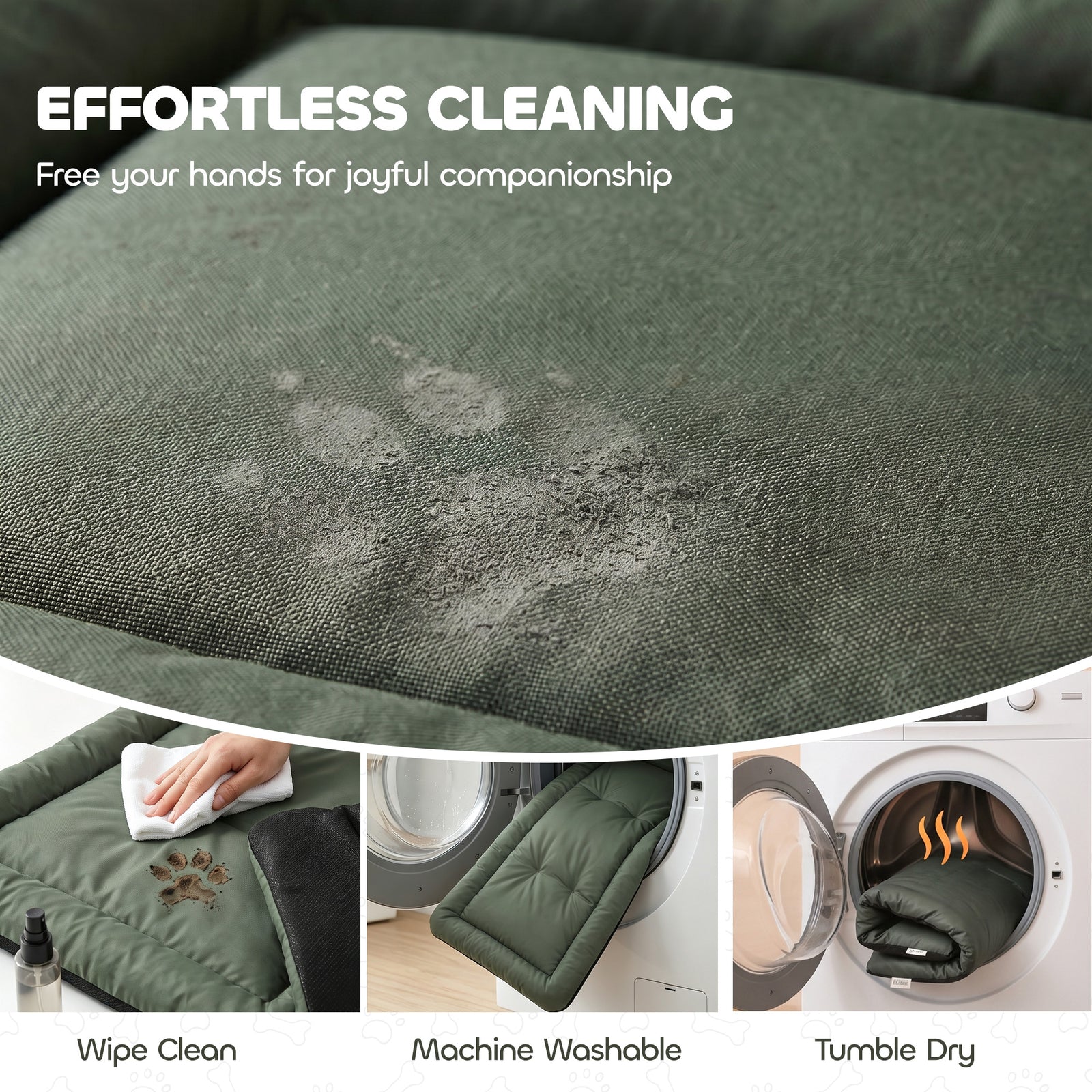PawHut Waterproof Dog Bed, Foldable Pet Bed with Anti-Slip Bottom, Machine Washable for Large Dogs and Cats, 130 x 85 x 7 cm