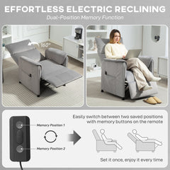 HOMCOM Power Recliner Chair, Reclining Chair with Remote, Pocket Springs, Silent Motor and Side Pockets, Grey