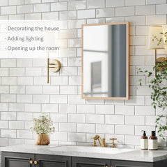 HOMCOM Wall Bathroom Mirror, 70 x 50 cm Wall-Mounted Mirror for Living Room, Bedroom, Hallway, Natural Wood - product image 4