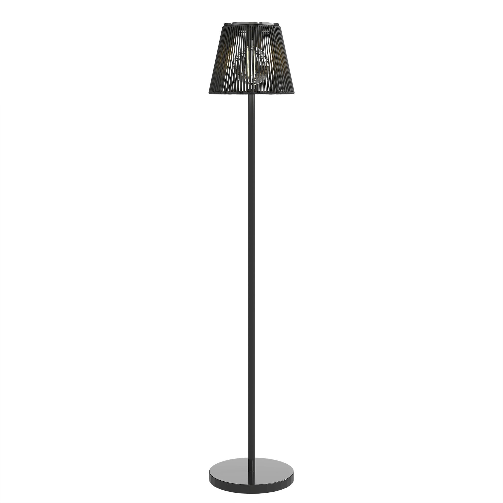 Outsunny Outdoor Solar Floor Lamp, Adjustable Height Rechargeable Floor Lamp IP44 Waterproof