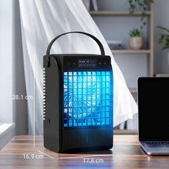 HOMCOM Portable Air Conditioner, 4-in-1 Mini Air Cooler with 4 Wind Speed, 2 Cool Mist, RGB 7 LED Light, Black