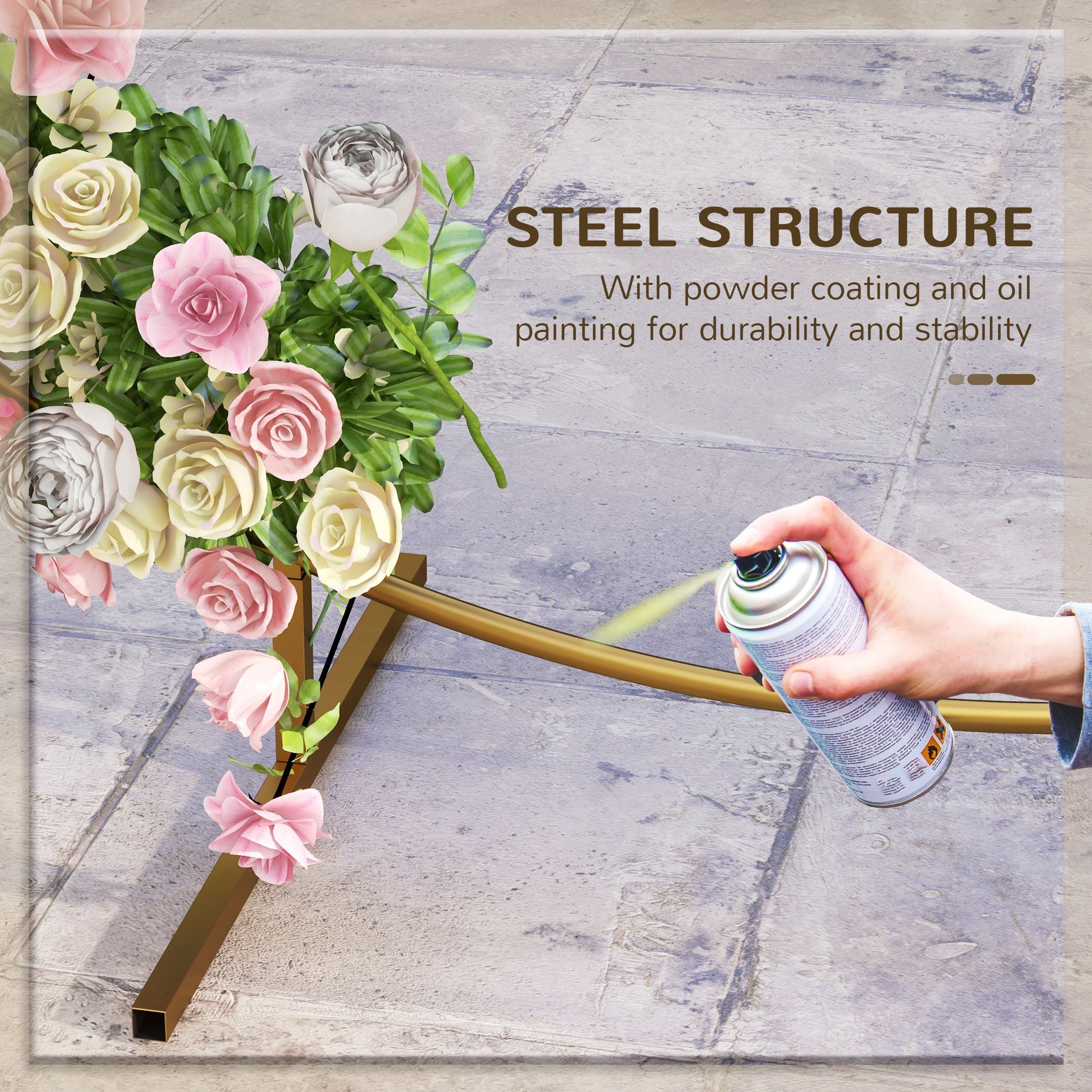 Outsunny 222cm Gold Tone Backdrop Stand, Round Metal Wedding Arch for Birthday Party, Bridal Shower, Graduation, Ceremony