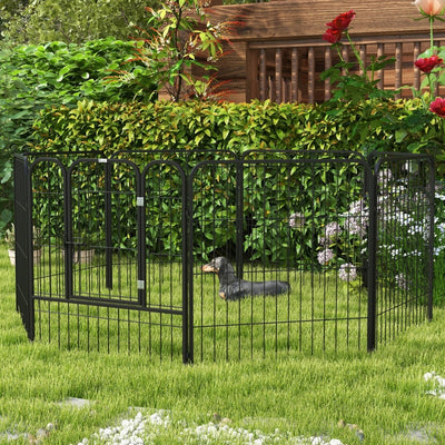 8 Panels Heavy Duty Puppy Playpen, for Small and Medium Dogs, Indoor and Outdoor Use - Black