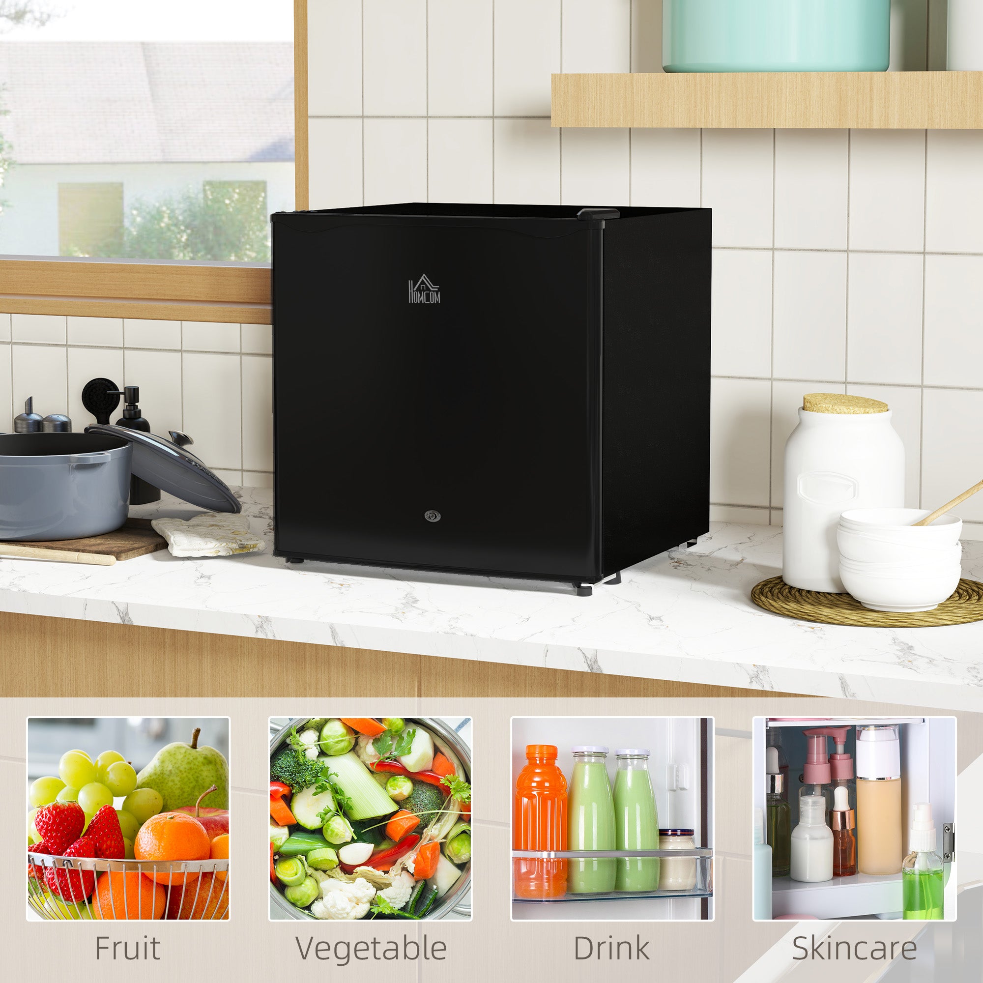 HOMCOM 46 Litre Lockable Countertop Fridge - Black