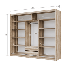 KINGSTON Sliding Door Wardrobe Oak Canyon Mirror product image