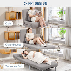 HOMCOM Single Snow Flannel Chair Bed - Grey
