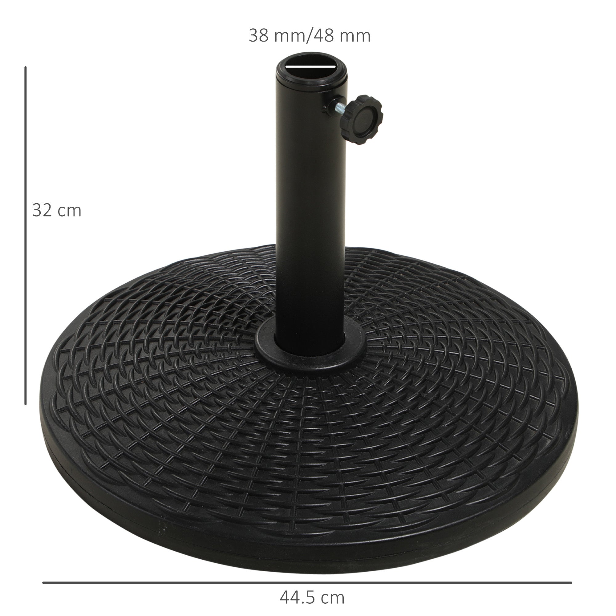 Outsunny 11.5 kg Plastic and Cement Rattan Pattern Parasol Base - Black