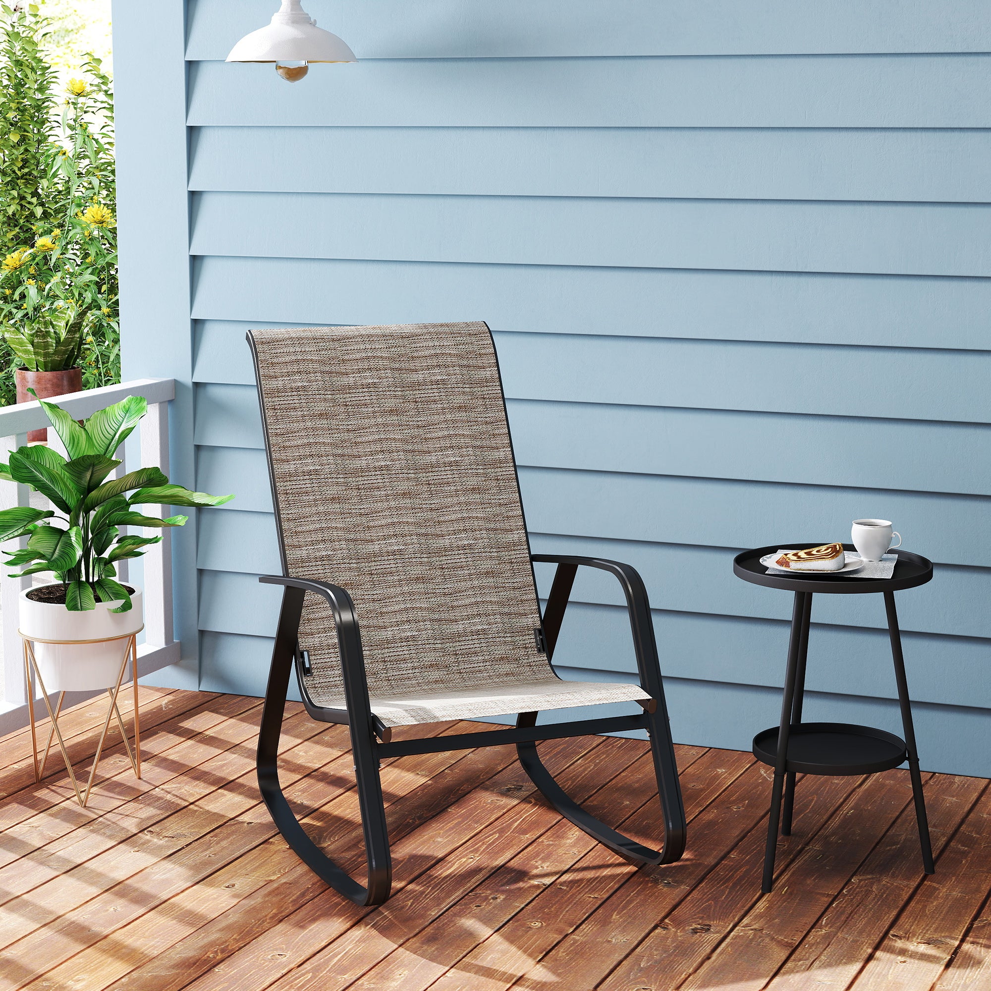 Outsunny Rocking Garden Chair - Light Brown