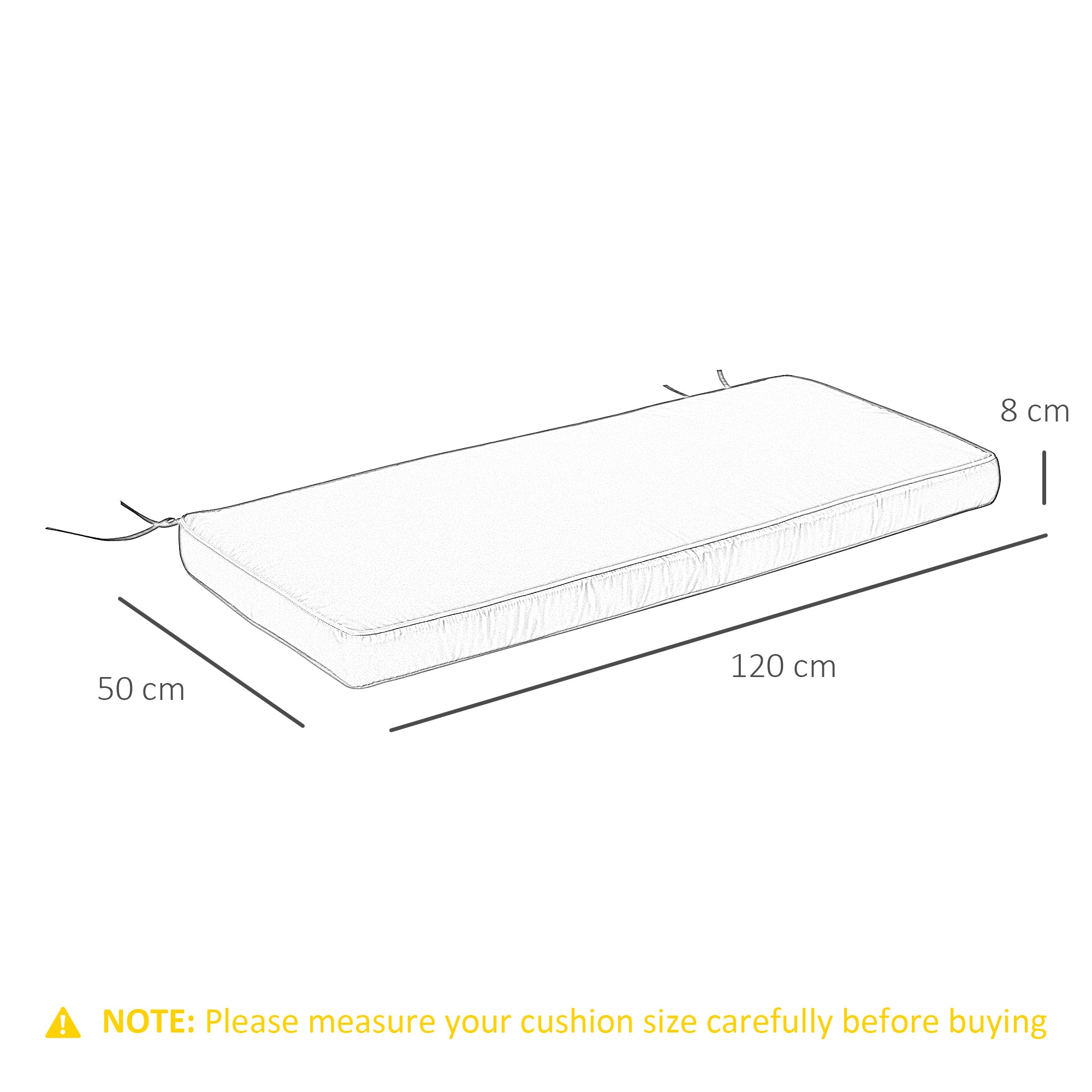 Outsunny 2 Seater Garden Bench Cushion -Light Grey