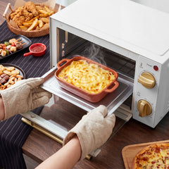 HOMCOM Mini Oven, 9L Countertop Electric Grill, Toaster Oven with Adjustable Temperature and Timer, 750W, White