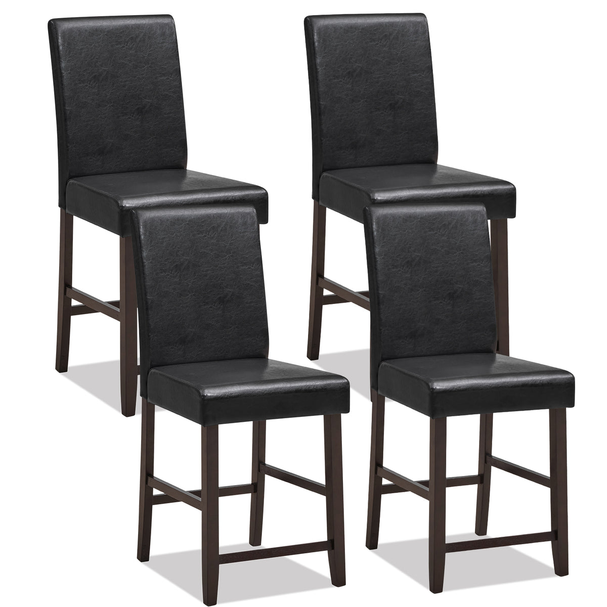 Set of 4 Counter Height Bar Stools arranged in a group against a plain white background