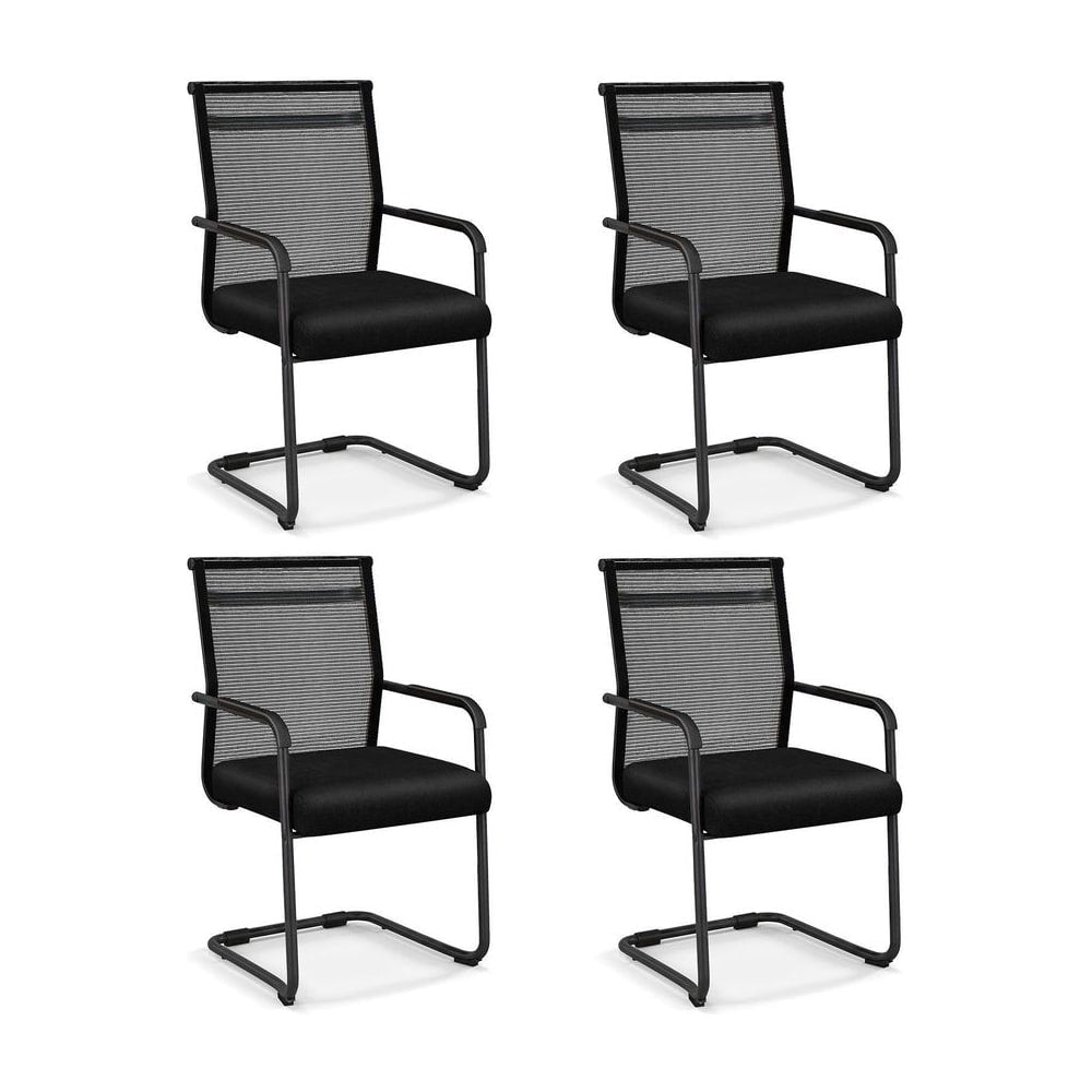 Set of 4 Executive Office Guest Chairs arranged in a square formation on a white background