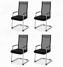 Set of 4 Office Guest Chairs in Black