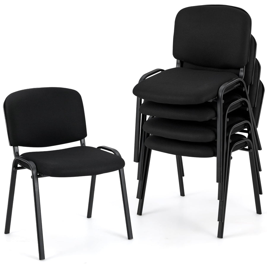 Set of 5 Stackable Reception Guest Chairs in Black