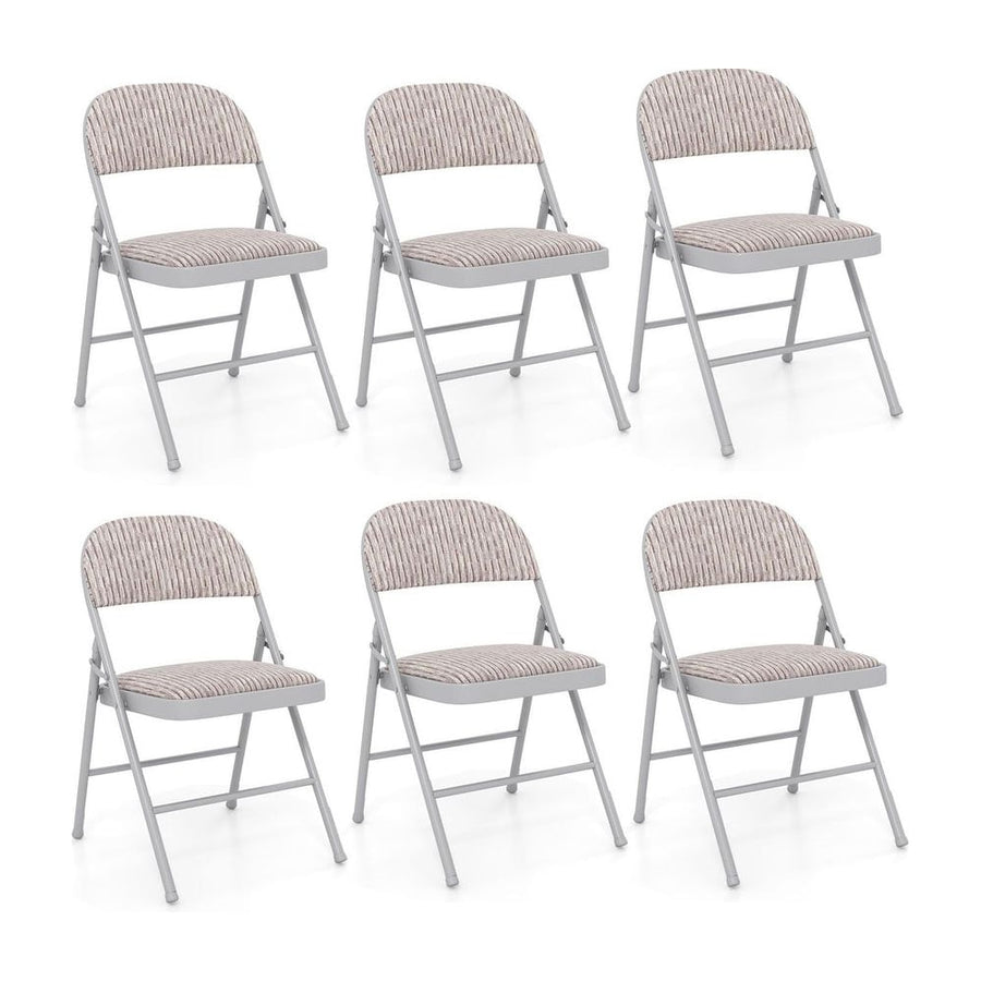 Set of 6 Folding Padded Party PVC Leather Stackable Chairs-Beige