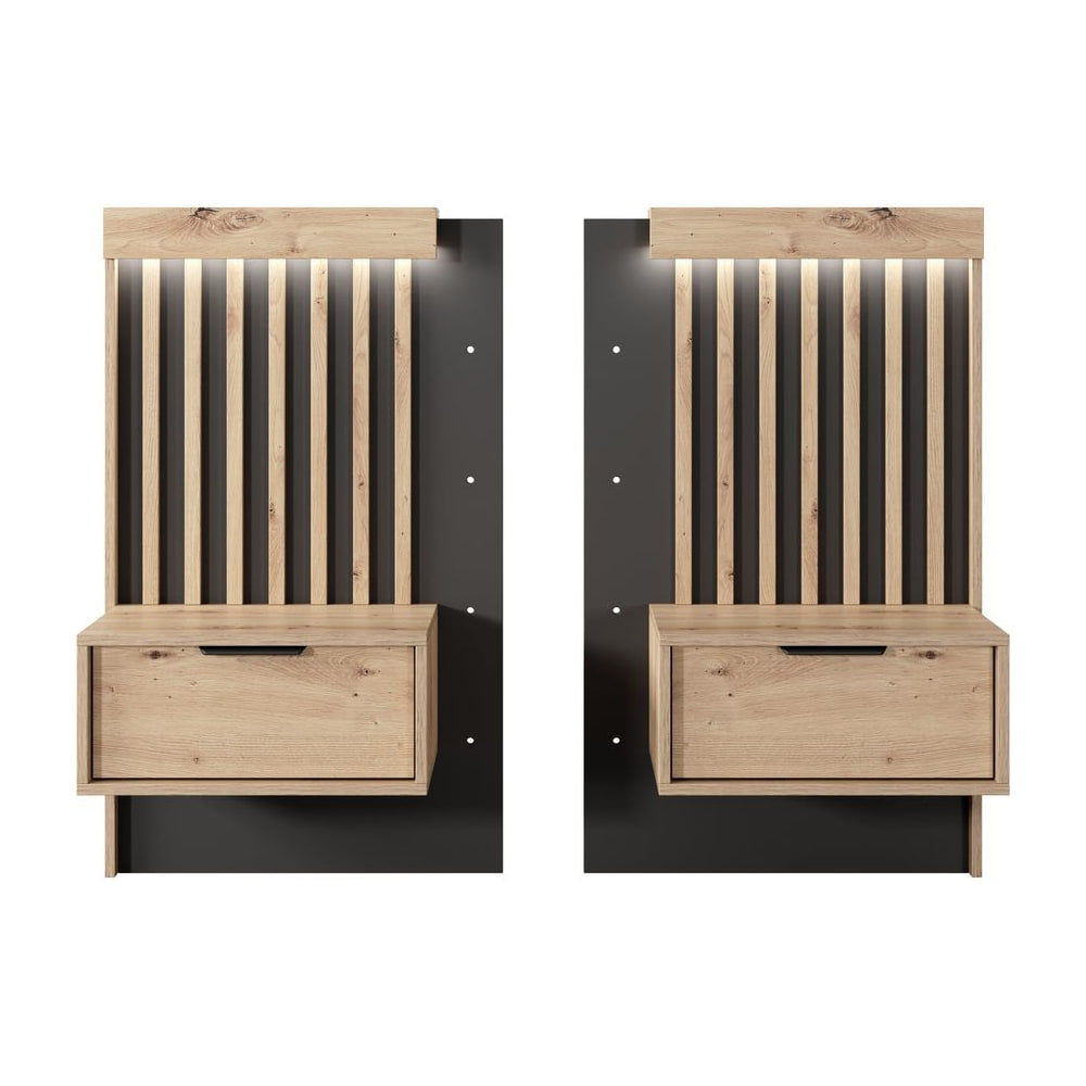 Set of Bedside Tables TALLY Oak Artisan / Grey