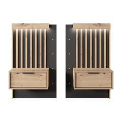 Set of Bedside Tables TALLY Oak Artisan / Grey