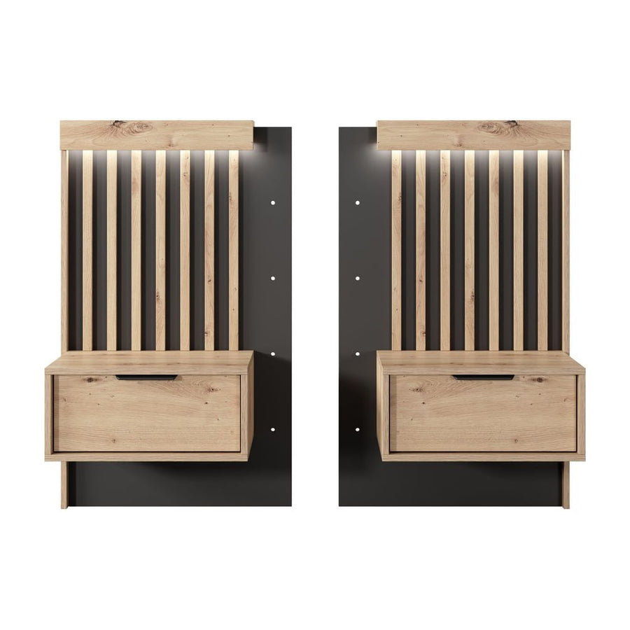 Set of Bedside Tables TALLY Oak Artisan / Grey