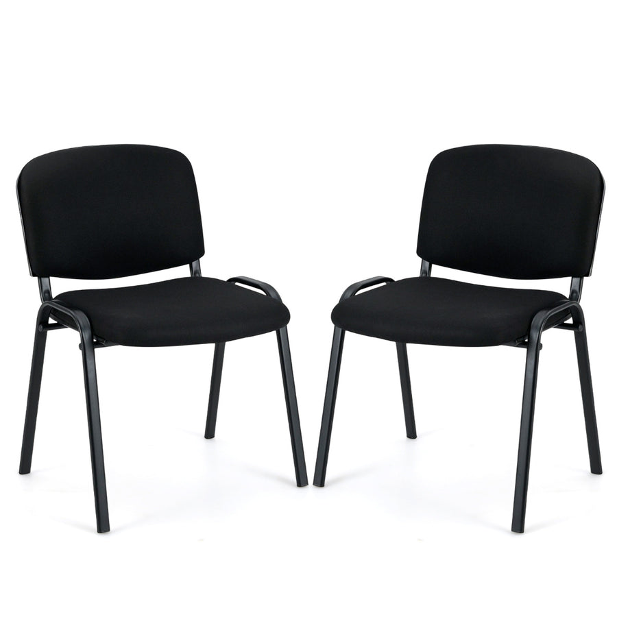 Set of 2 Waiting Room Chairs Stackable Reception Guest Chairs-Black