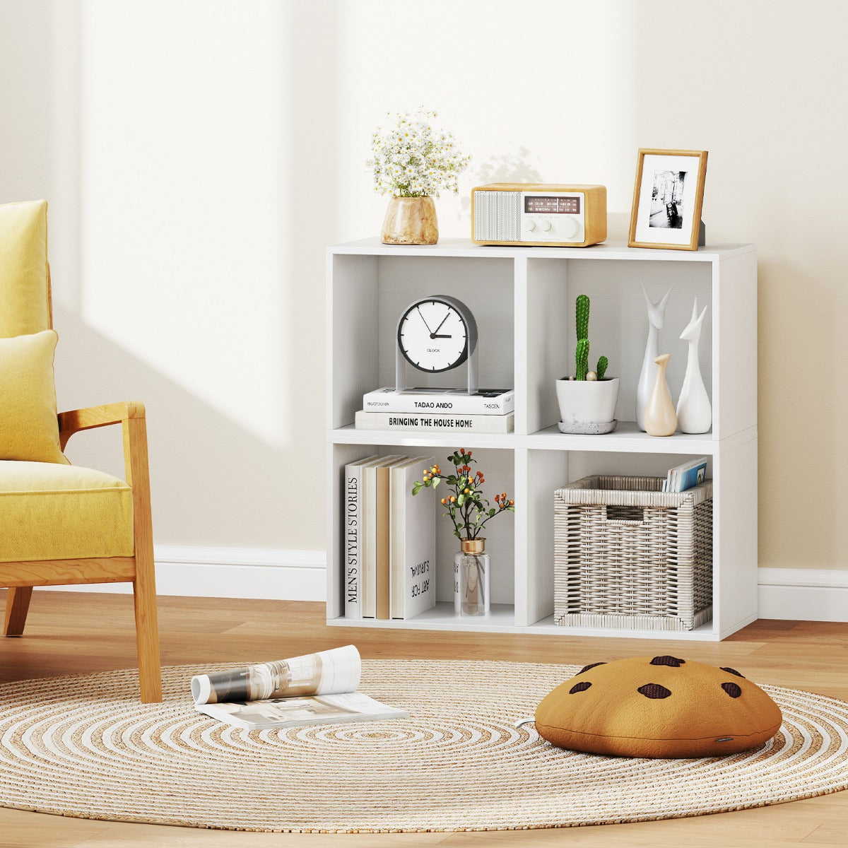 Set of 4 Cube Storage Organizers for Small Space-White