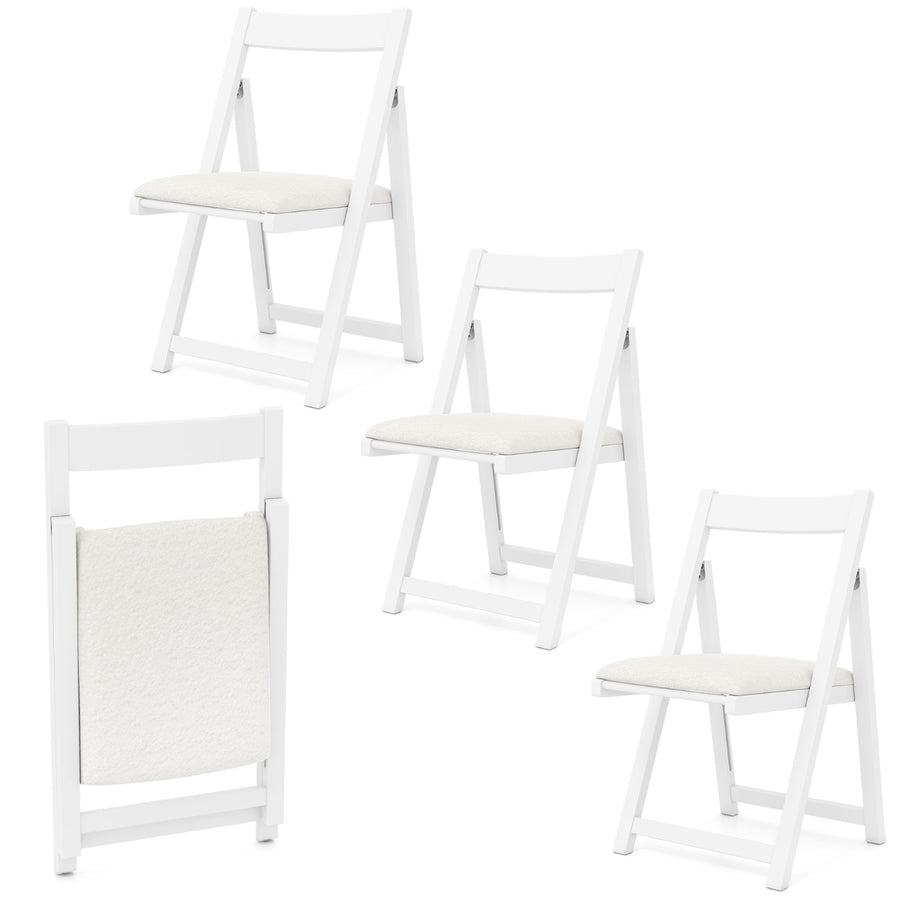 Set of 4 Foldable Dining Chair with Padded Seat and Curved Backrest-White