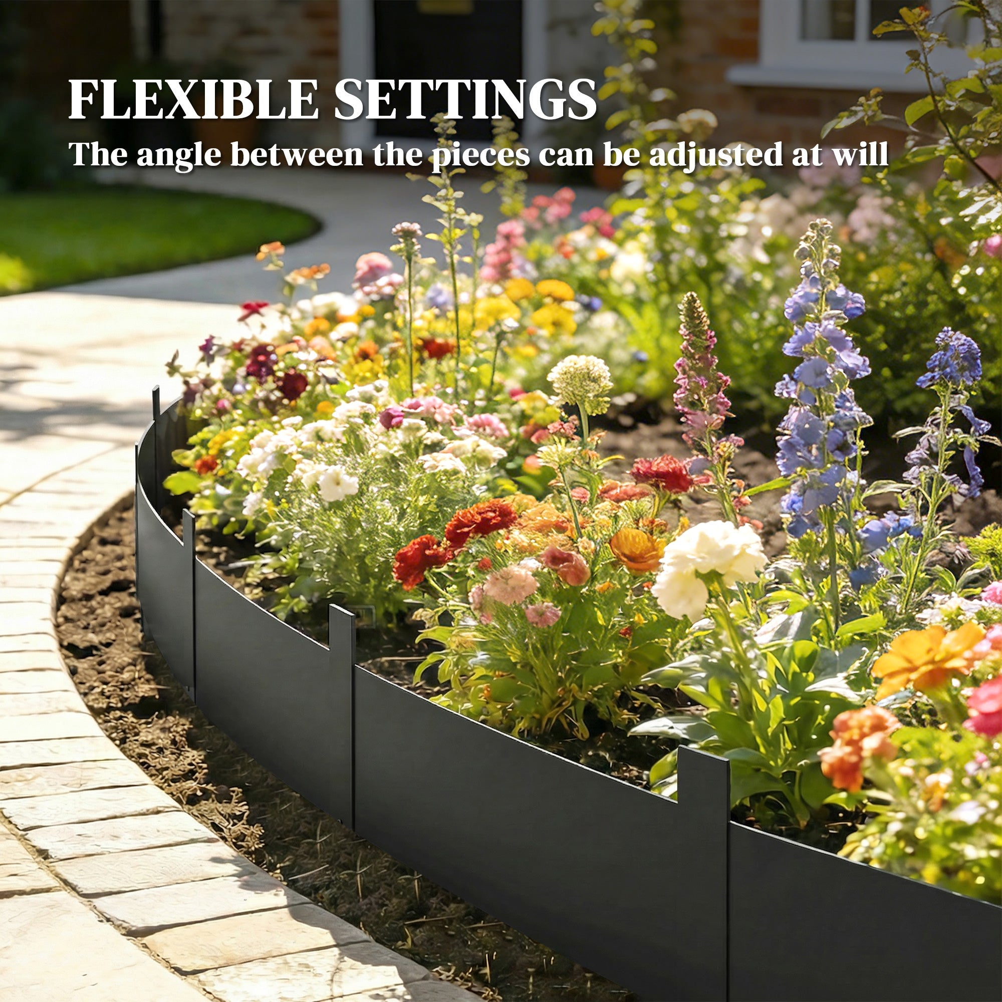 Outsunny 5pcs Garden Fence, Metal Picket Fence Panels, 115x20cm, Black