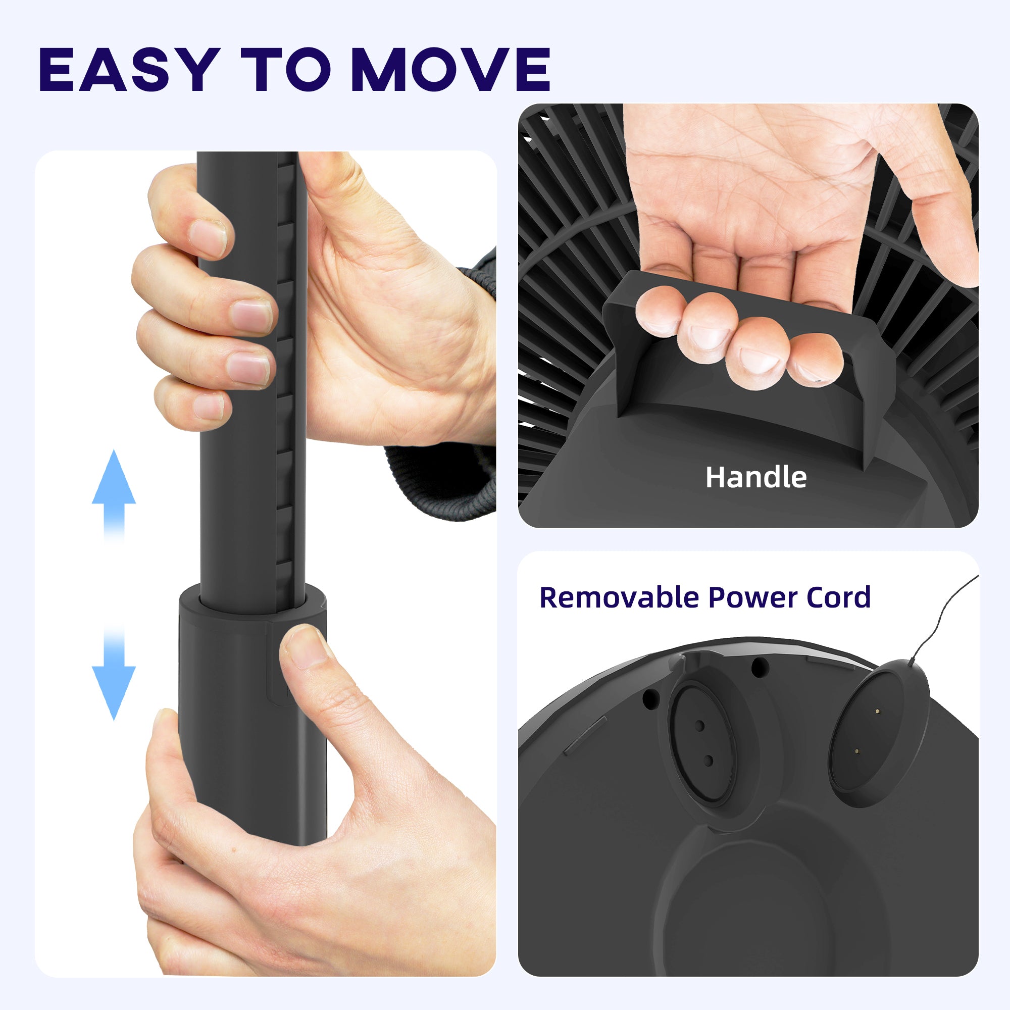 HOMCOM Pedestal Fan with Oscillating, Tilt, Adjustable Height, Black