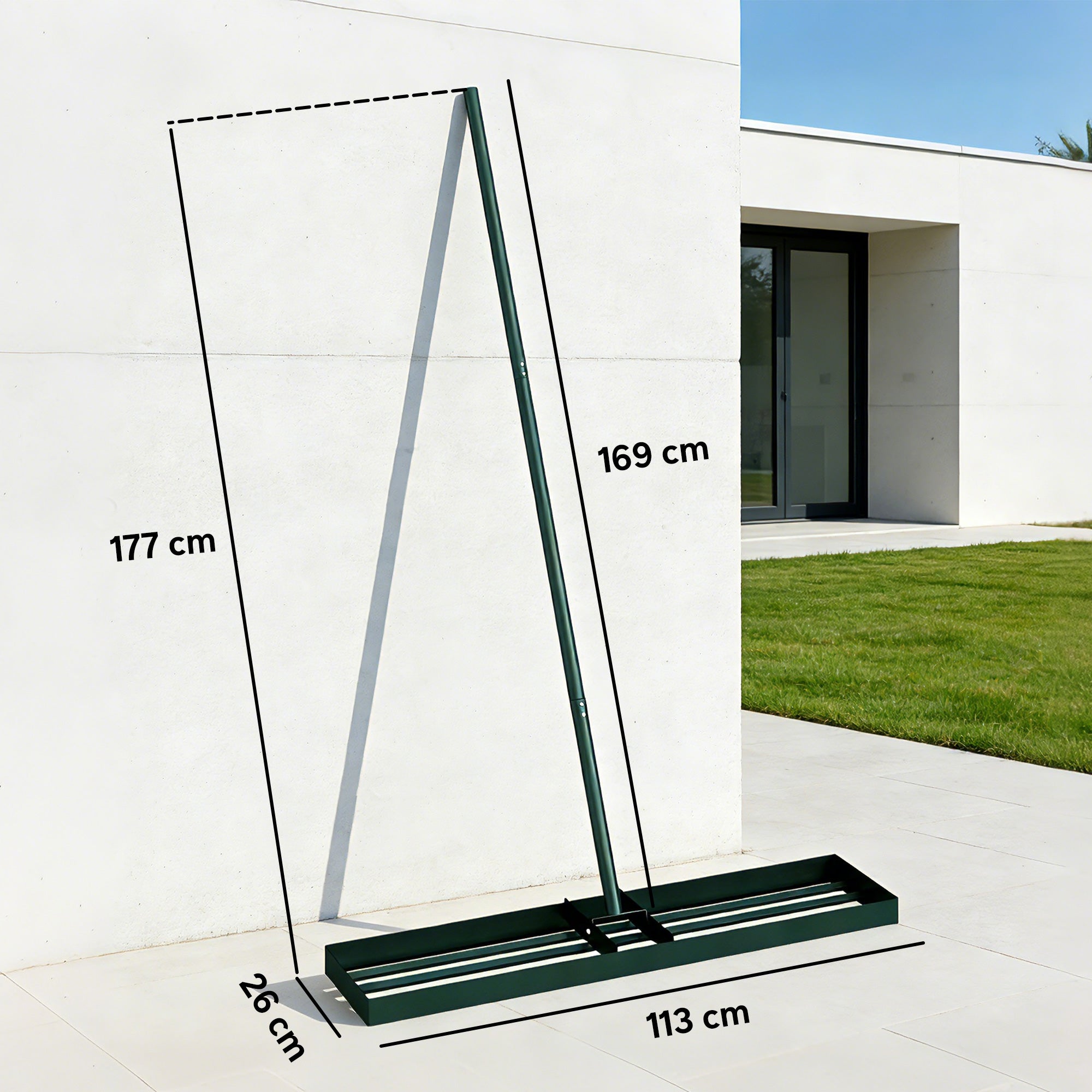 Outsunny Lawn Levelling Rake, 113 x 26 cm Lawn Leveller Lute with 169 cm Handle for Grass Soil Sand Yard Golf Course